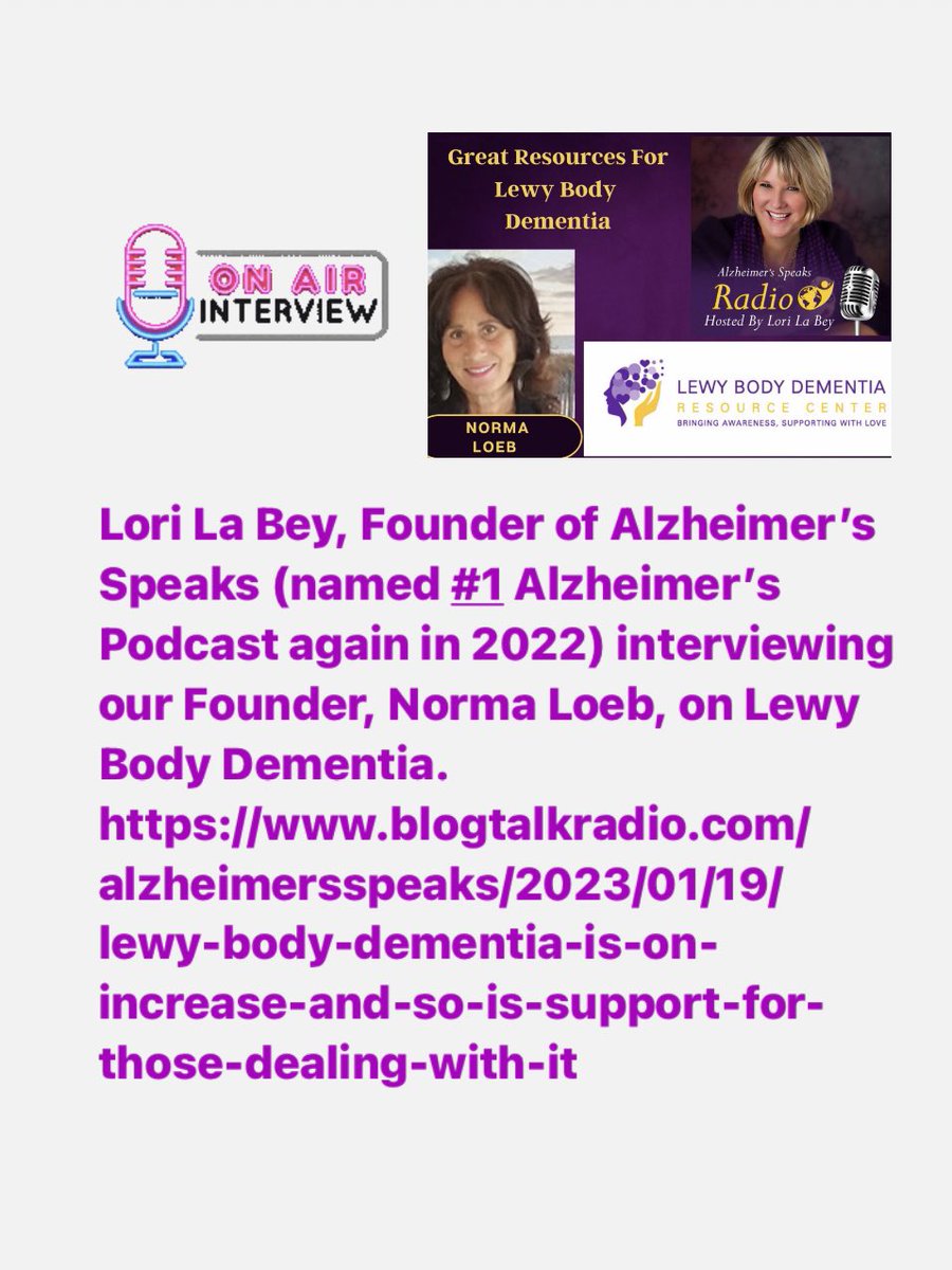 lewybodyny's tweet photo. You can listen to Norma Loeb’s interview here at
https://t.co/a6kGYnUmn3
#lewybodydementiaresourcecenter #lewybodyny #lewybodydementia #lewybodyawareness #lewybodysupport #blogradio #blogtalkradio #bloggers #alzheimers #alzheimersawareness https://t.co/ongHV87Wob