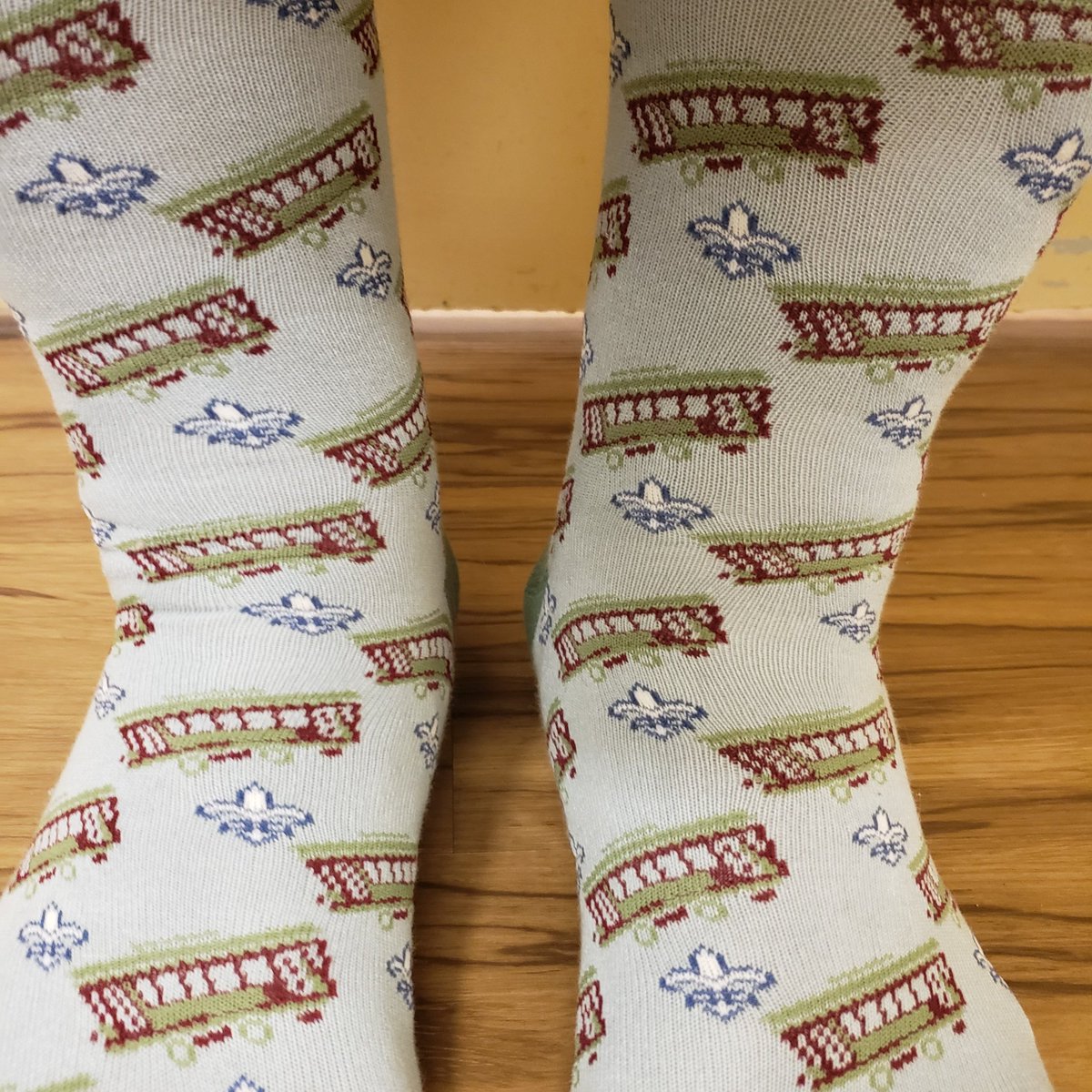 Good morning, Twitter.  In celebration of the Mardi Gras season, I'm letting the good times roll with some New Orleans streetcar socks!  #LaissezLesBonsTempsRouler