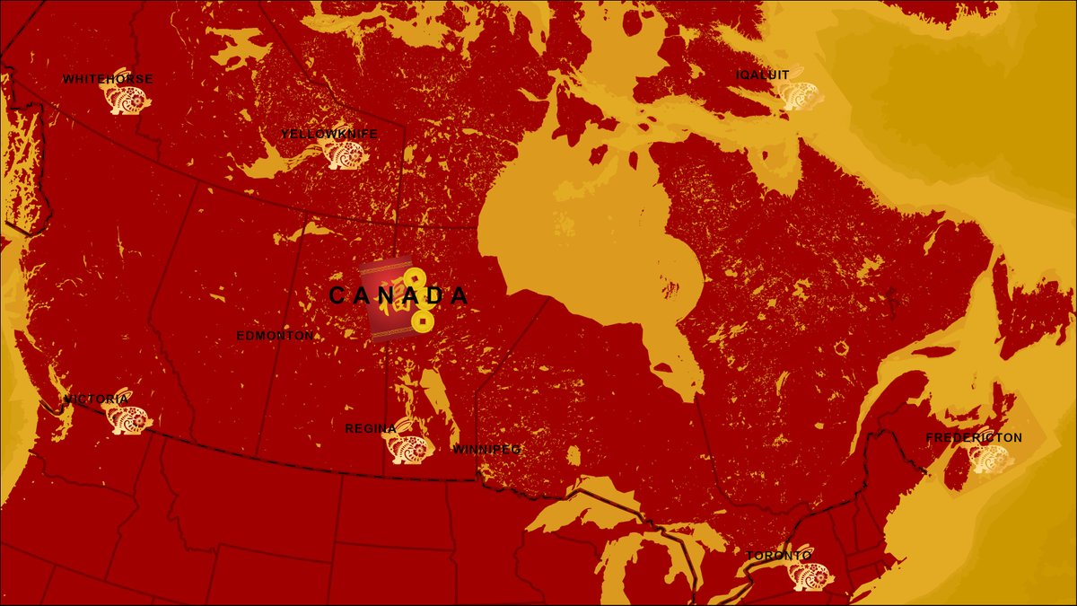 CommunityMapCA's tweet photo. In celebration of #LunarNewYear2023, enjoy this custom #CommunityMapofCanada style for the year of the #rabbit! Wishing all those who celebrate a good new year to come.🐰🧧🥟🏮Check out our style gallery to see more creative #basemap customizations: https://t.co/yMpchoAdiE https://t.co/e45Muzenmm