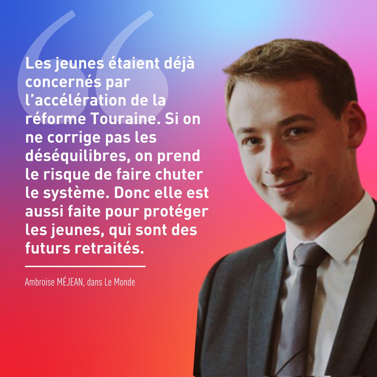 Ambroise_Mejean's tweet photo. Cette réforme c'est la garantie pour notre génération d'avoir demain une retraite ! 
https://t.co/YD4rtE0bW9 https://t.co/mPo6pY6AE2