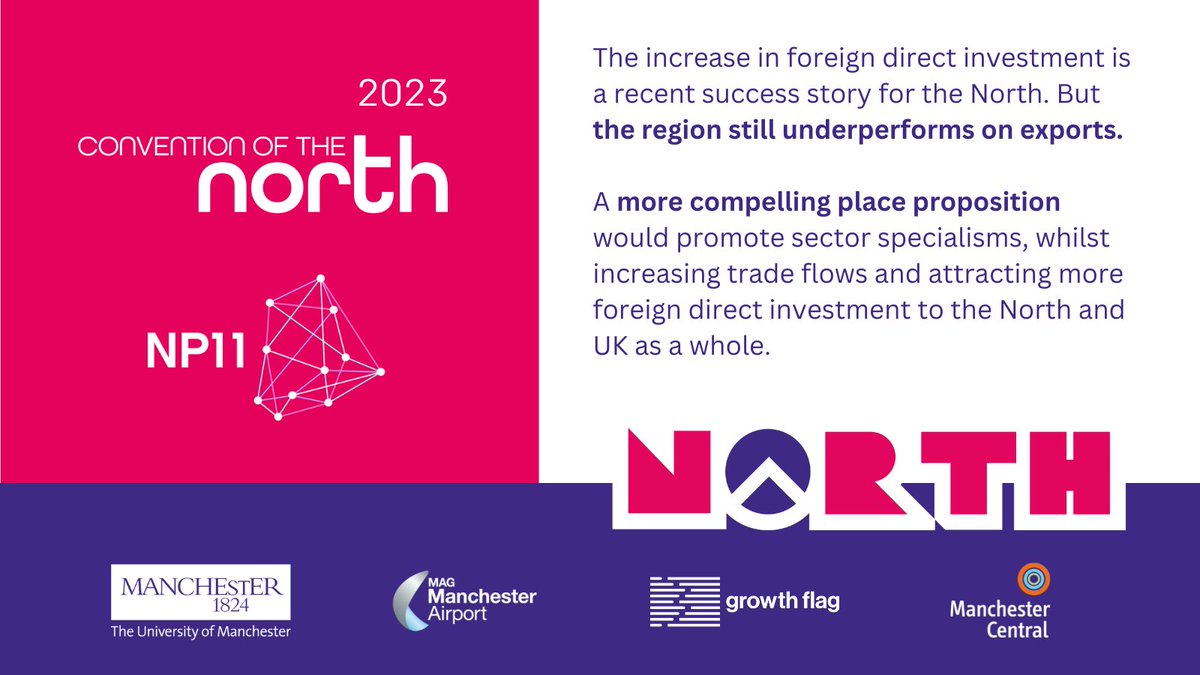 The North’s strengths in #energy, #advancedmanufacturing, #healthinnovation, #digital and many other sectors are a global opportunity. 
We need better co-ordination of #exports + inward investment for the region to be globally competitive. 
#ConventionOfTheNorth #soldtotheworld