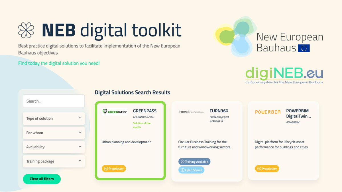 TrustITServices's tweet photo. Would you like to search for a #digital #solution that facilitates the implementation of the #NEB principles in local communities?

🔎Explore @digineb's #DigitalToolkit - a single access point connecting results &amp; best practices for the NEB ecosystem. ➡️ https://t.co/PmL2FSrA5l https://t.co/2Jy5egW7UE