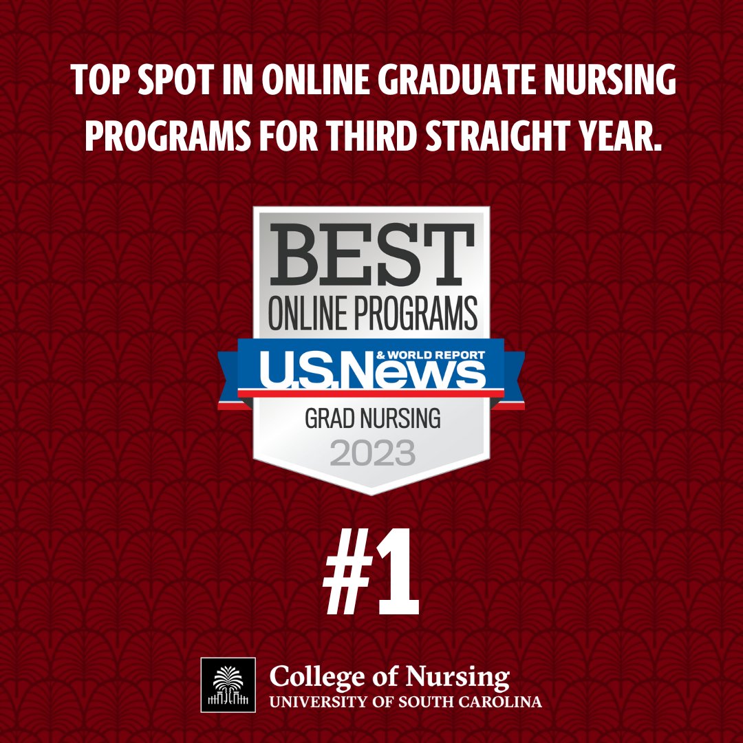UofSCNursing's tweet image. 🎉 Congratulations are in order for #USCNursing. The U.S. News &amp;amp; World Report has placed us at No.1️⃣ in the nation among public universities for our online graduate nursing program. #BestOnlinePrograms