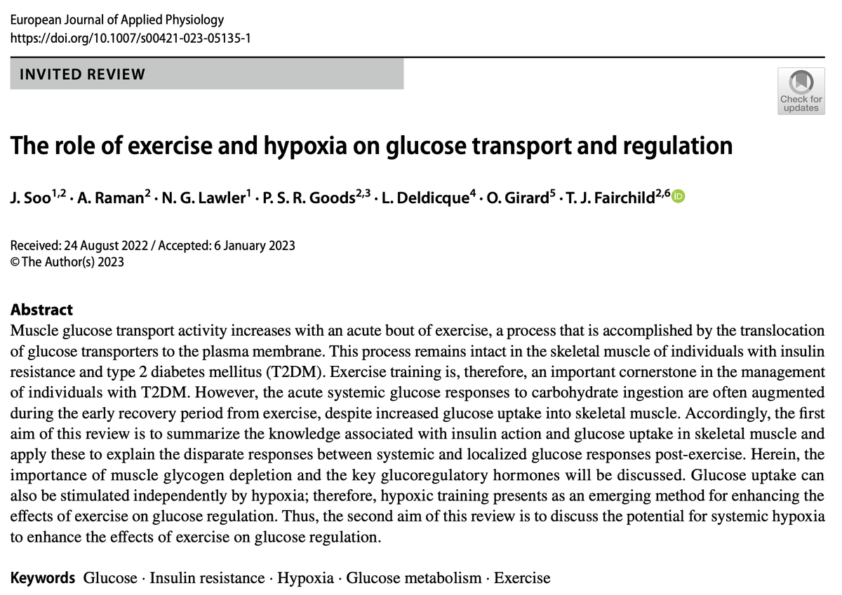 The role of exercise and hypoxia on glucose transport and regulation @EJAP_official @sdsjacky rdcu.be/c34r7