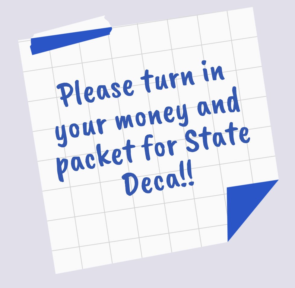 REMINDER!!! 

Please get your money and packets turned in ASAP!