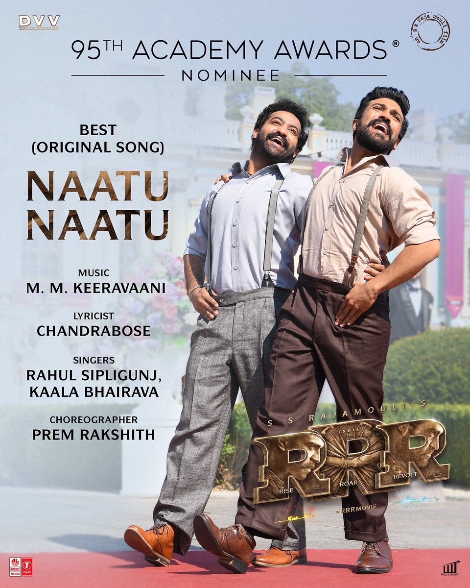 WE CREATED HISTORY!! 🇮🇳 

Proud and privileged to share that #NaatuNaatu has been nominated for Best Original Song at the 95th Academy Awards. #Oscars #RRRMovie