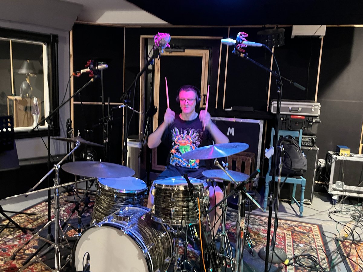 Alex at Deadmoon Studio in Somerville recording, "World Stopped"
