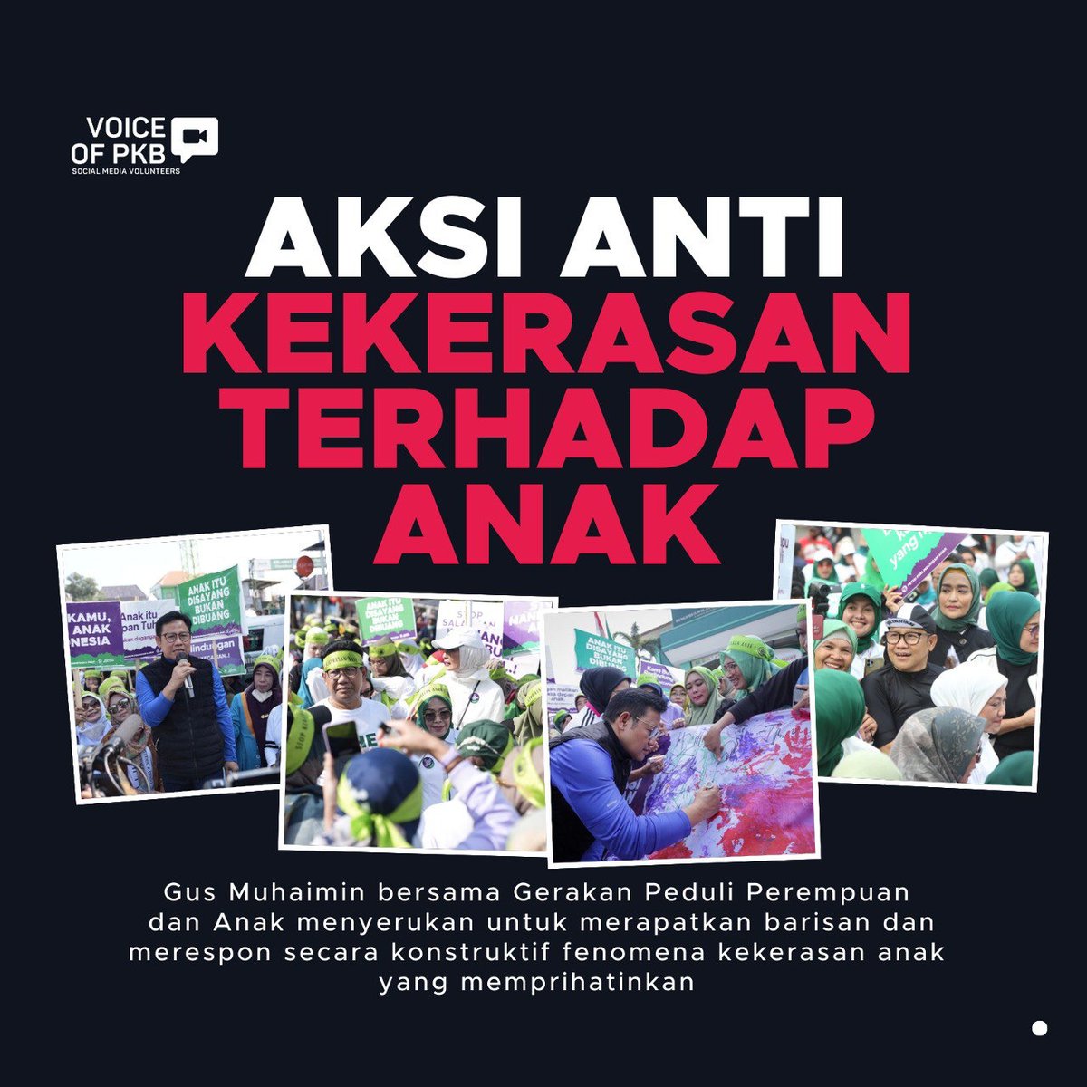 PKB dan Gerakan Peduli Anak berkomitmen untuk membangun lingkungan yang ramah kepada Anak dan Perempuan untuk beraktifitas. Serta mengutuk pada semua bentuk kekerasan terhadap anak dan perempuan. #PeduliPerempuan
