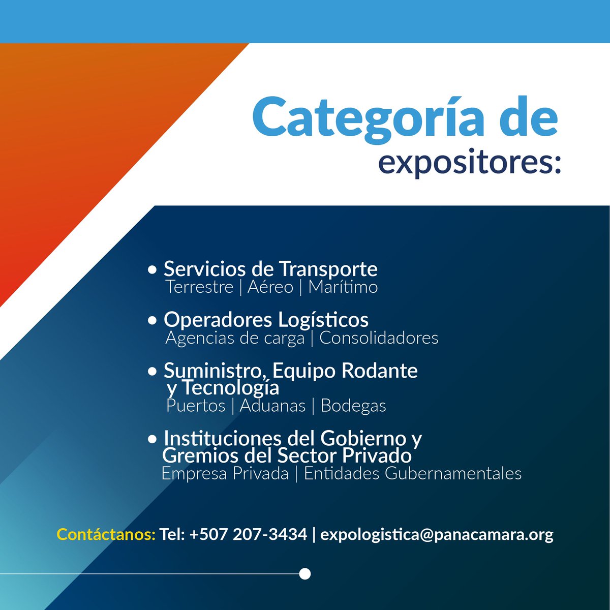 🇵🇦 ¡Ofrecemos la plataforma logística para mover su carga en la región!  Te invitamos a ser parte del 🗓️28 al 30 de marzo de <a href="/ExpoLogisticaPA/">Expo Logística</a>, ✈️🚚🛳️ 
Regístrate aquí ⬇️
panacamara.com/expologistica🔗 
#ExpologisticaPa #HubLogistico #Panama