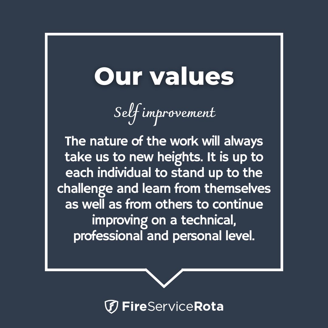 fireservicerota's tweet photo. At #FireServiceRota, we believe that having well-defined values allows us to convey our motivations to achieve our mission. π¨π§π»βπ
#alerting #planning #FireandRescueServices #schedulingsoftware #FirstResponse #FlexibleSoftware #FireService #Firefighters #FSRalerting https://t.co/UnAfheKs8p