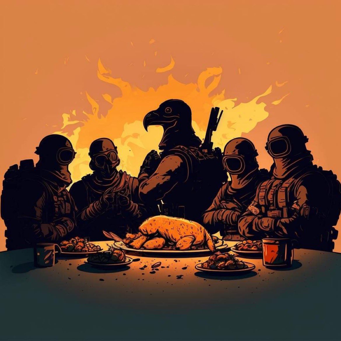 pistagen's tweet photo. #AIArtwork #chickendinner #battleroyale https://t.co/RZ1J4Tkxy2