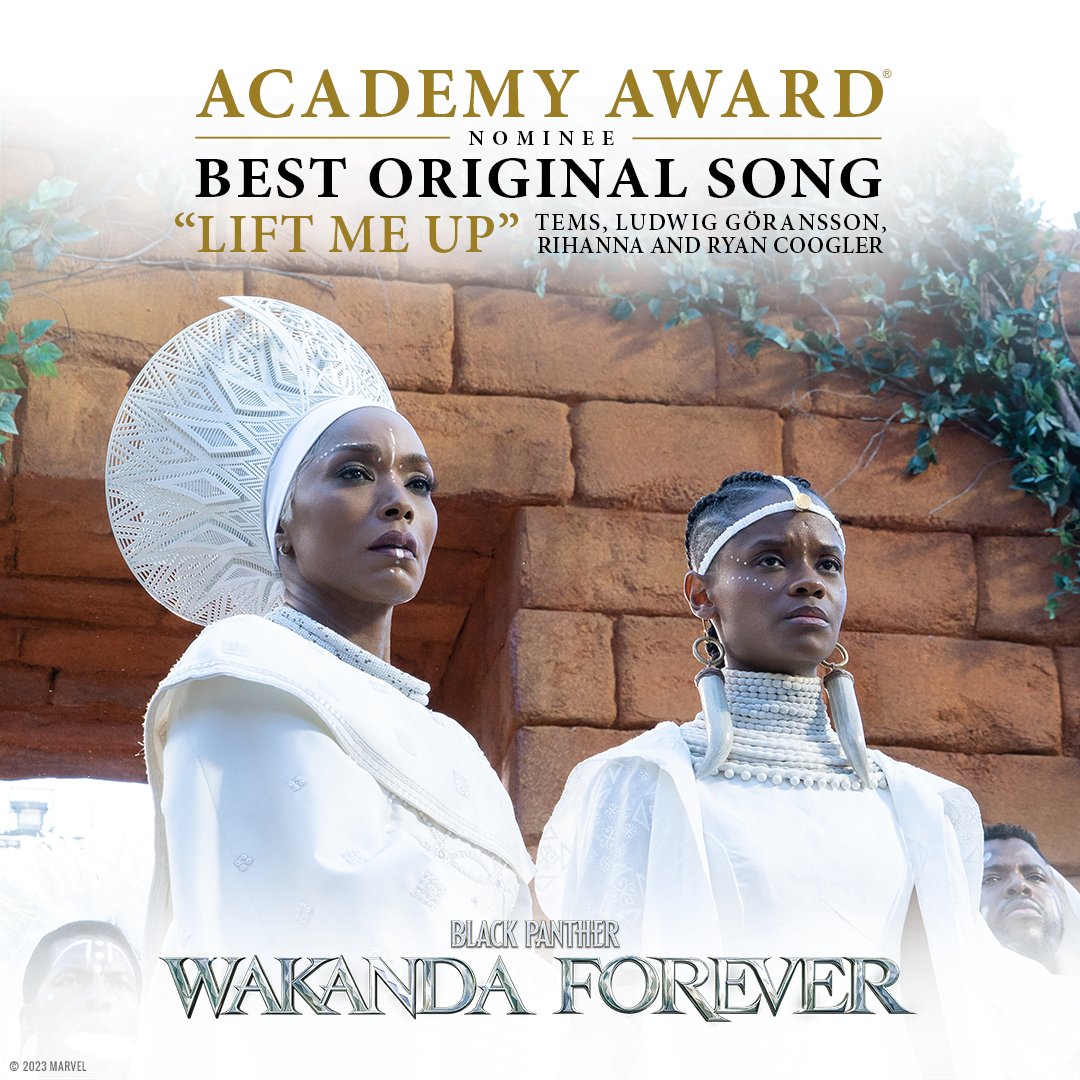 Congratulations to Tems, Rihanna, Ryan Coogler and Ludwig Göransson on their Academy Award nomination for Best Original Song “Lift Me Up” for Marvel Studios’ Black Panther: #WakandaForever! #OscarNoms