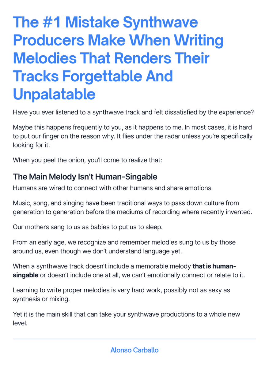Synthwave_Dojo's tweet photo. The #1 Mistake Synthwave Producers Make When Writing Melodies That Renders Their Tracks Forgettable And Unpalatable
#synthwave #retrowave #synthfam #synthwaveproducers https://t.co/UupwXe6rV4