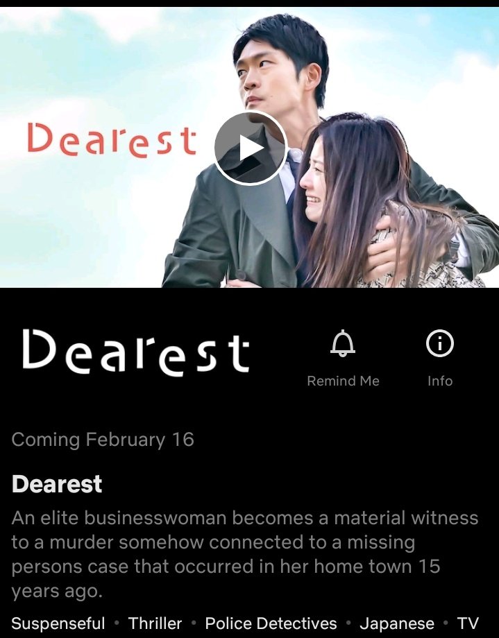 zoptnen's tweet photo. @JPFBASE Saiai/ Dearest best jdrama 2021 jgn lupa nonton di netflix tanggal 16 feb!!! https://t.co/r8CJDSirAK