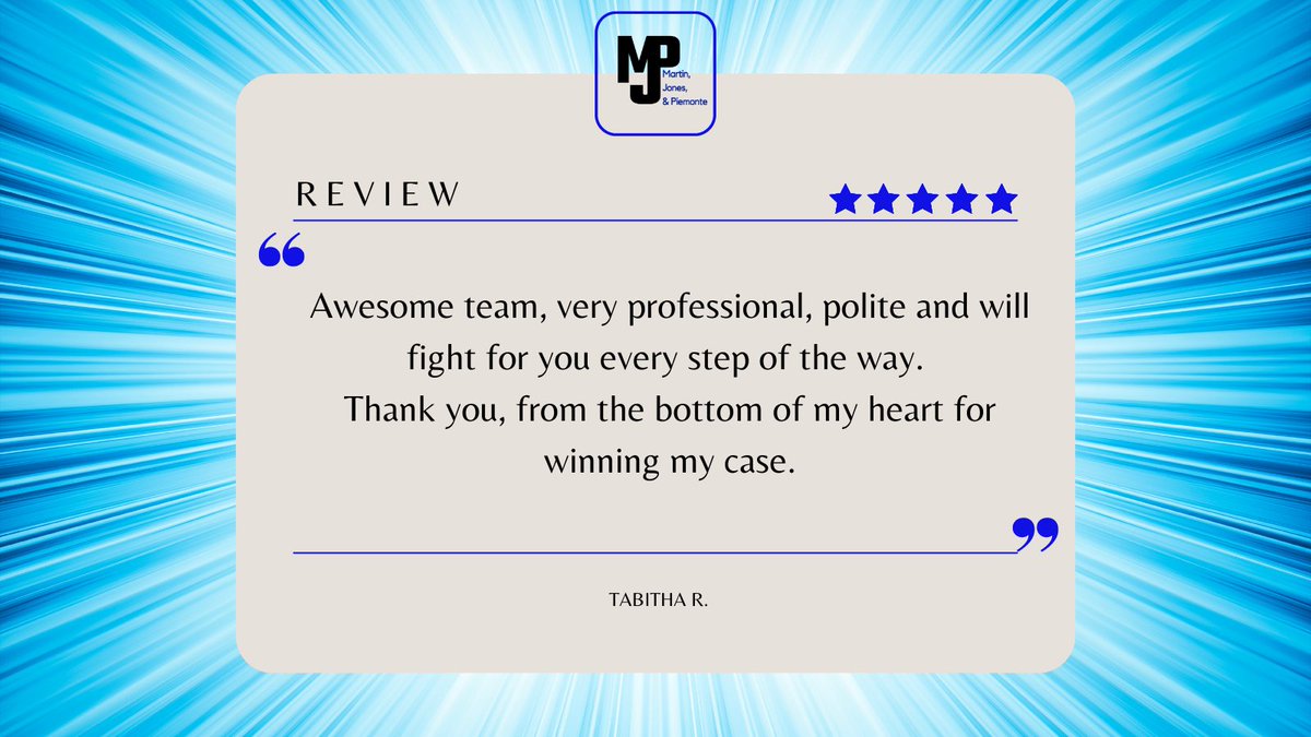 disability4u's tweet photo. Thank you for the review! ⭐⭐⭐⭐⭐
If you loved your experience with us, please let us know in a Facebook or Google review!
#TestimonialTuesday #SocialSecurityDisability #VeteransDisability #MJP #FacebookReview #GoogleReview https://t.co/2geYTHx4bt