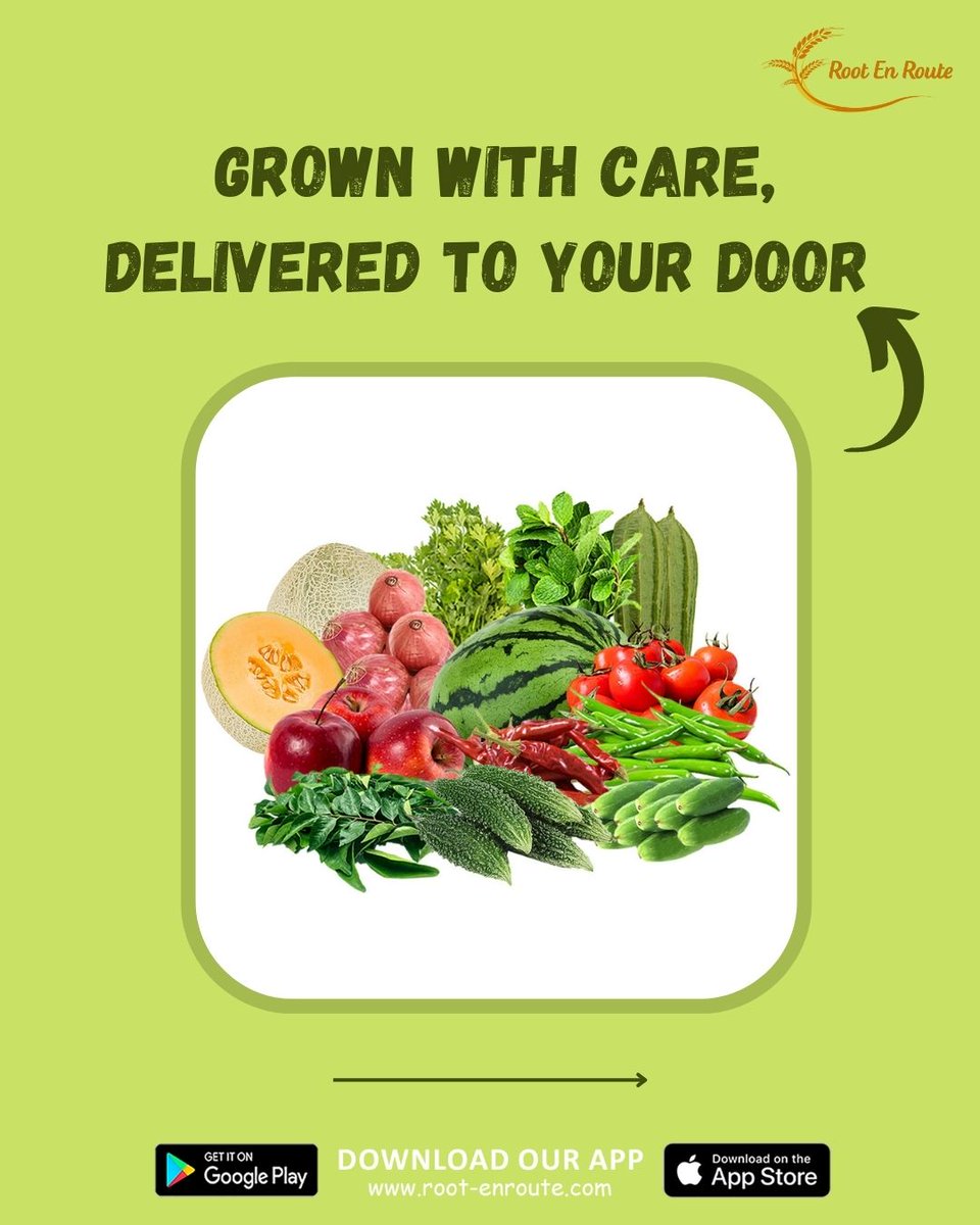 RootEnRoute's tweet photo. From farms to your tables, delivered with care 🫑🌶🍅🥔🥕🥦

Use coupon GET30 &amp; avail 30% off on your orders 

#farmfresh #healthy #leafygreens #freshveggies #rootenroute #hyderabad #nutritious #fresh #farmfood #fruits #vegetables #healthyfood #stayfit https://t.co/Up9oPtVpxb