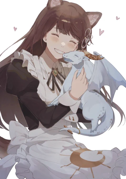 oh to be a werewolf girl cuddling her pet dragon 