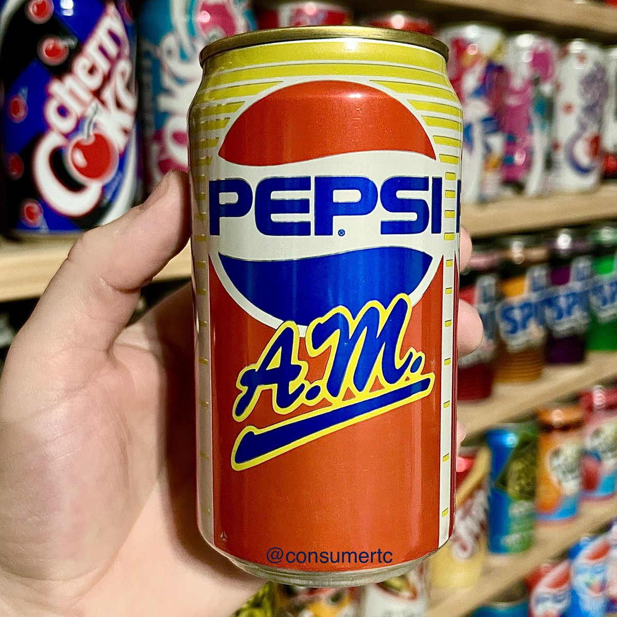 PEPSI A.M. was a test marketed cola with 25% more caffeine than the original, designed to compete with a morning cup of coffee. Turns out, nobody wanted to drink soda early in the day and it niched itself out of existence. (1989)