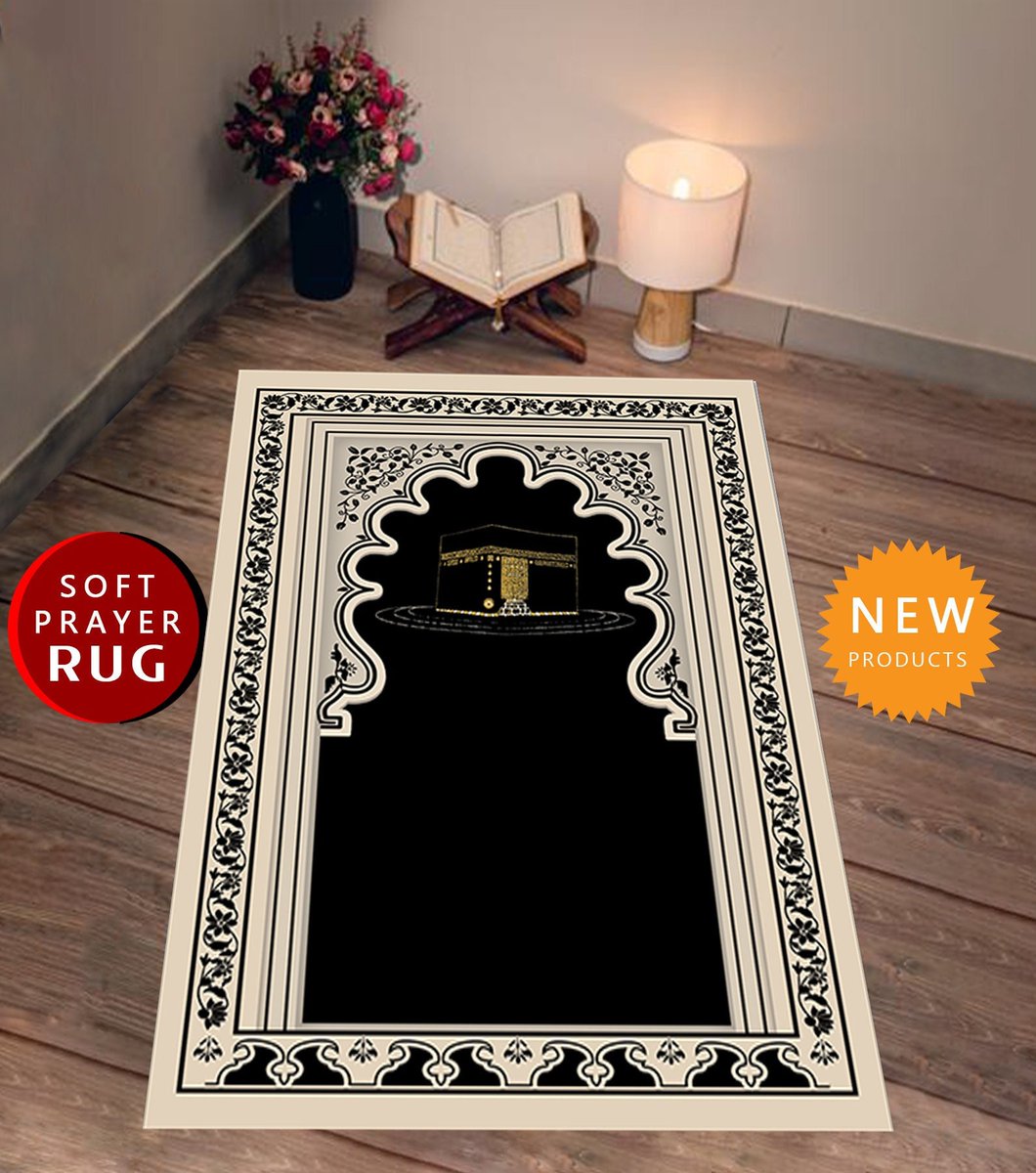 #black #white #prayermat #prayerrug #muslimprayer #islamicprayer #islamicgift #janamaz #kaabekiswah