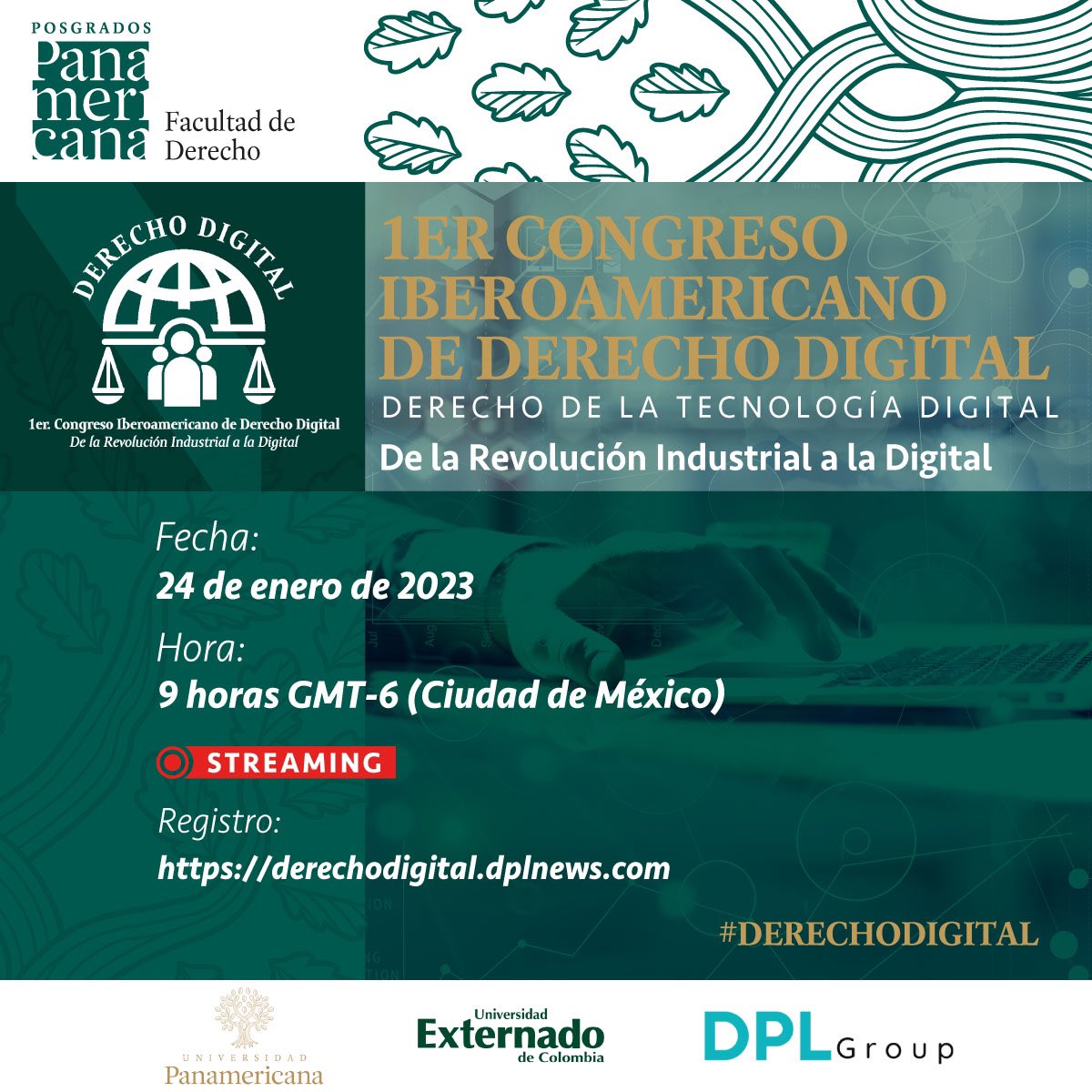 En 45 minutos daremos inicio al 1er Congreso Iberoamericano de #DerechoDigital. ¡No te lo pierdas! 

⚡️De la Revolución Industrial a la Digital

📌Organizado por @derechoup_gdl en alianza con 
@DerechoTIC_UEC y @dpl_group

👉Regístrate para participar: derechodigital.dplnews.com