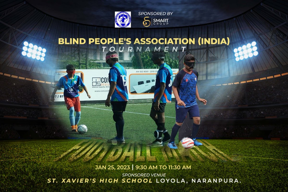 bpa_ind's tweet photo. Welcome to come and watch inclusive Blind Football Match between teams of BPA and blind fold team of St Xavier College. Thanks to Smart Group for sponsoring this complete event
#blindfootball
#stxavierscollege
#BPA
#bpaindia
#smartgroup https://t.co/SpJCGWJUk9