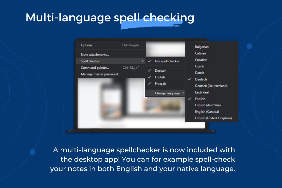 joplinapp's tweet photo. Multi-language spell checking 💬🔍
A multi-language spellchecker is now included with the desktop app! (4/5) #SpellChecking https://t.co/P67xgaQTD3