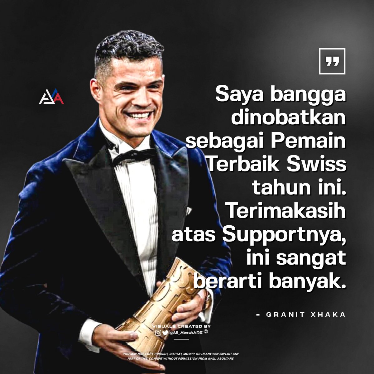 All_AboutARS's tweet photo. Granit Xhaka resmi terpilih menjadi Pemain Terbaik Swiss tahun 2022 mengalahkan Xherdan Shaqiri &amp; Yann Sommer. 

___
Tahun 2022 emang jadi tahunnya Xhaka, musim ini saja dia telah mengemas 4 gol &amp; 5 assist utk Arsenal serta tampil gemilang di Piala Dunia bersama Timnas Swiss. https://t.co/KKDi1qjqh2