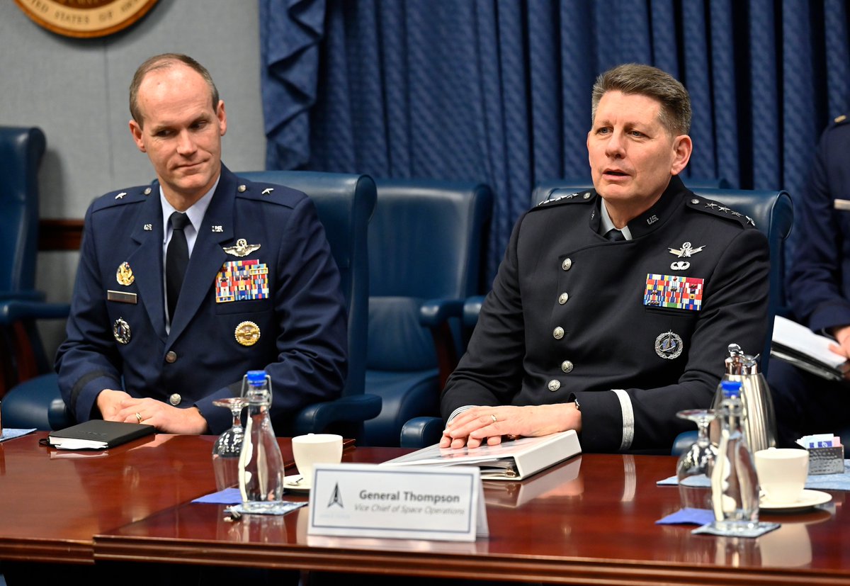 Vice Chief of Space Operations Gen. David D. Thompson met with French Vice Chief of Defense Staff Gen. Eric Autellet at the Pentagon. The ongoing U.S.-France partnership in the space domain was discussed, with emphasis on strengthening collaboration. #PartnersinSpace