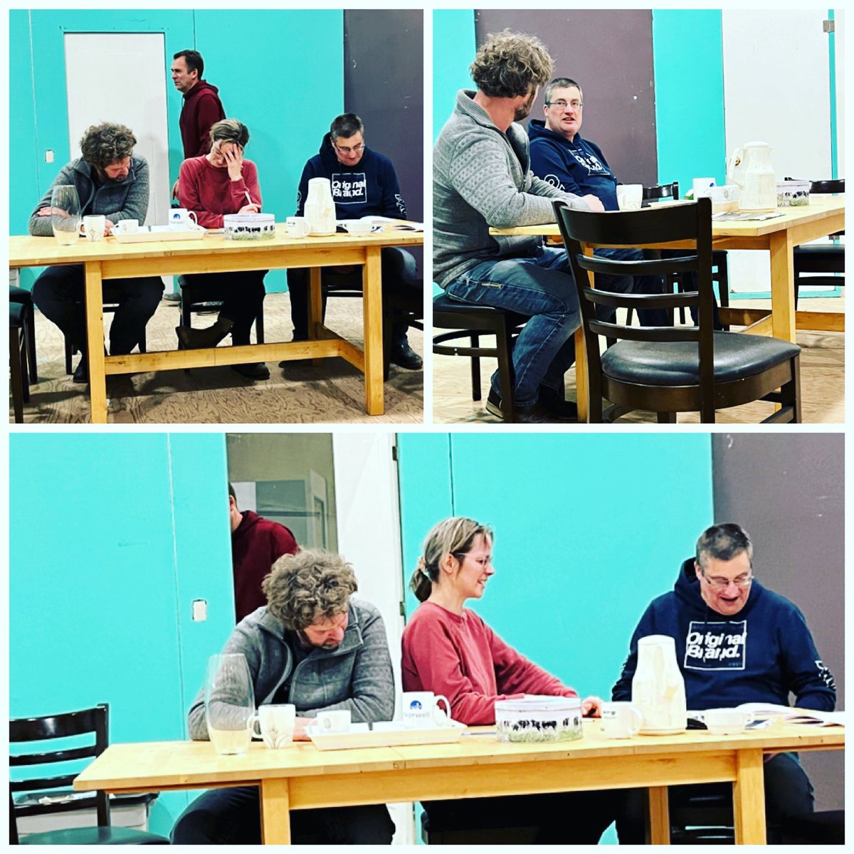 WSTDutchTheatre's tweet photo. Here is a little sneak peek of last night’s rehearsal. And action: 🎬
#dutch #theatre #comedy #toneel #woodstockontario #swont #lachenisgezond😀
#goderichontario #gezellig #519events #hamiltonontario #koffietijd #stroopwafel #play #avondjeuit #dutchcanadian #hollands #dutchplay https://t.co/CkzlQh4fqL