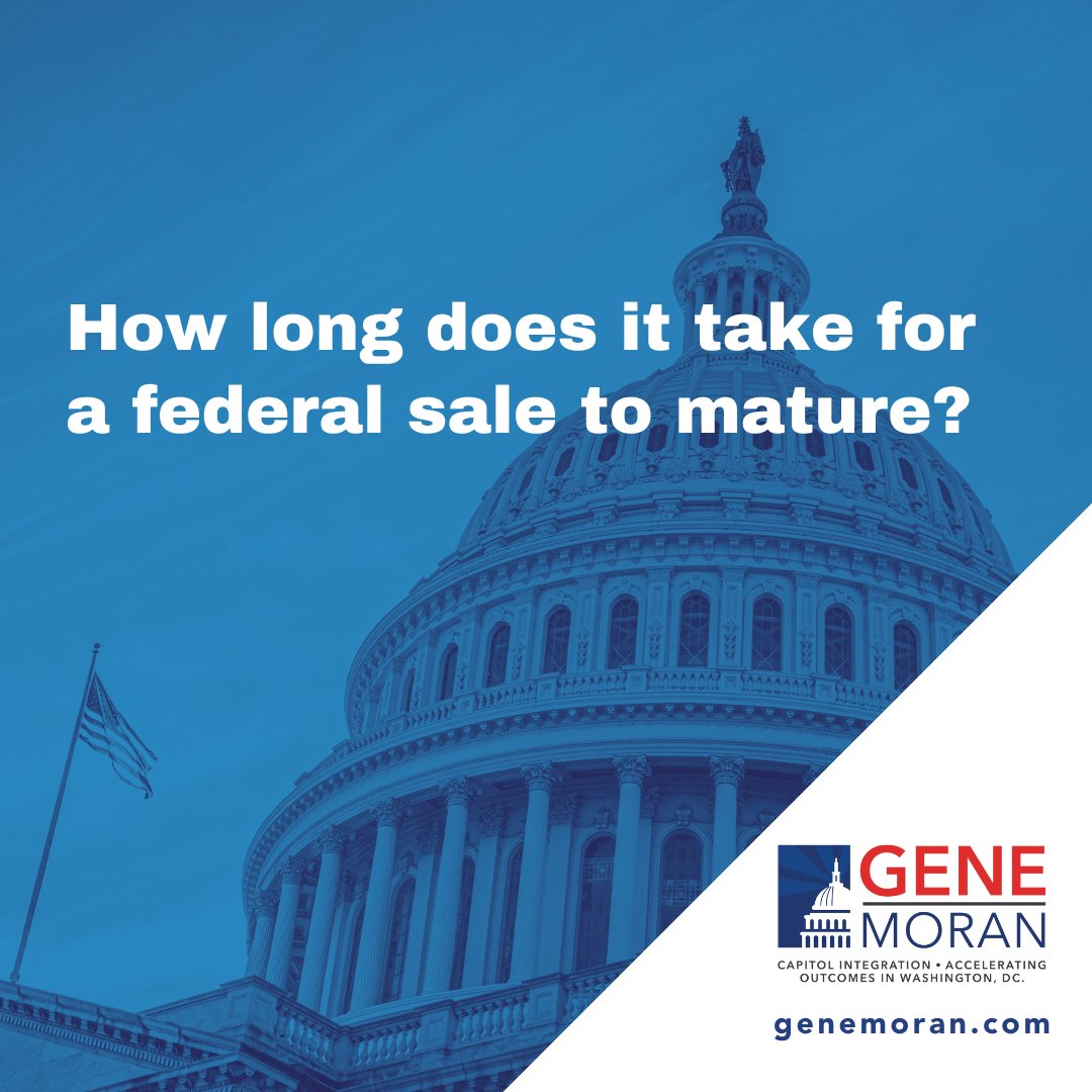 GeneMoranCI's tweet photo. How long does it take for a federal sale to mature? 
I will share more information on this topic during my free Zoom interactive session this coming Friday, January 27th at 11 AM EST.  Register for this 30 minute session here: https://t.co/pMQieYmvUD #defenseindustry https://t.co/jFFs9rM7y4