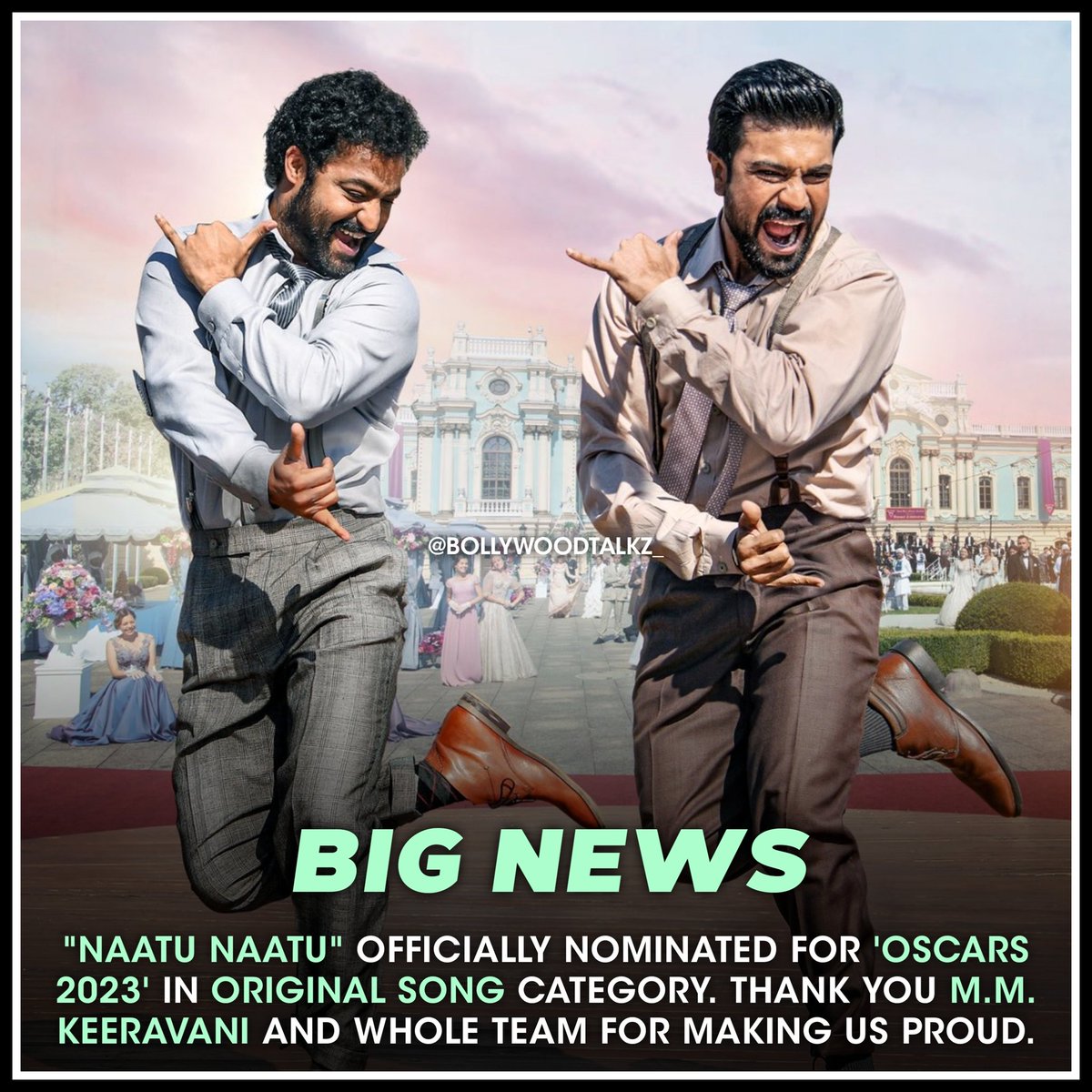 #RRR's #NaatuNaatu officially nominated for #Oscars2023 in Original Song category. Thank You #MMKeeravani Sir &amp; Whole Team for making us proud 🥹❤️‍🔥🙏