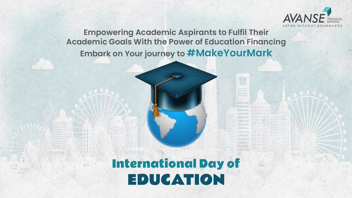 AvanseEduLoan's tweet photo. This International Day of Education, celebrate the power of learning, embrace your academic aspirations and walk the path to #MakeYourMark.
#studyabroad #studygoals #aspirations #educationloan #studyfinancing #students #education https://t.co/XIpOJ2Ek3r