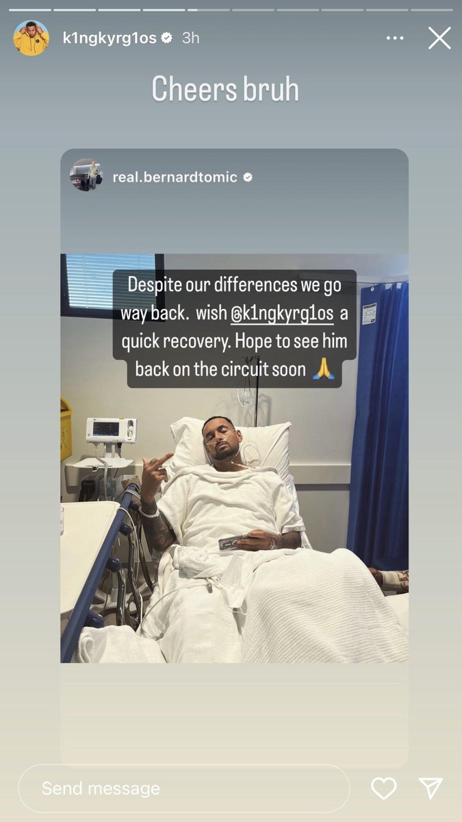 Despite their friction with each other, Bernard Tomić wishes Nick Kyrgios a speedy recovery. 💪👬

#kyrgios #nickkyrgios #tomic #bernardtomic #tennis #australianopen #ausopen