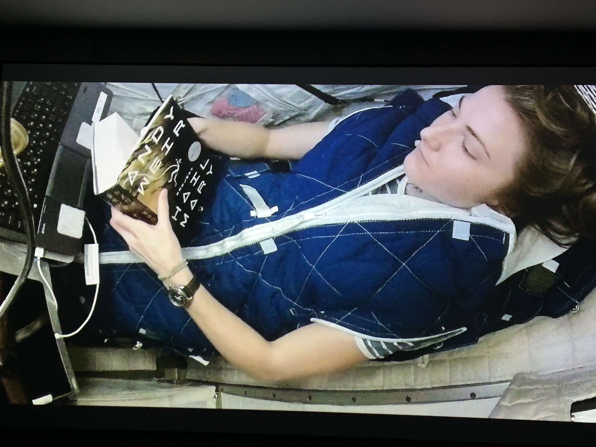 Astronaut Kayla Barron reading Project Hail Mary aboard the ISS. :)