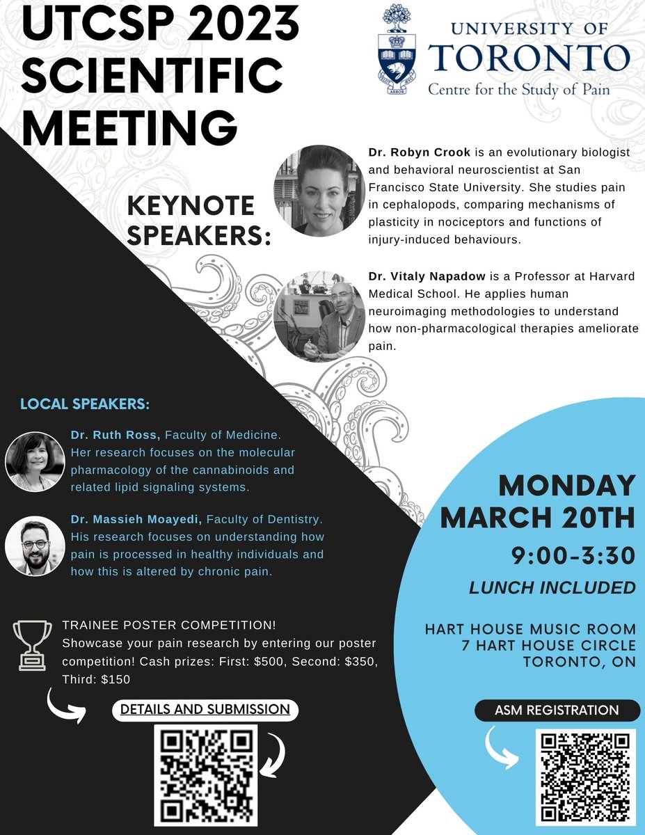 Our 2023 #ScientificMeeting is on March 20! Join #keynote speakers Robyn Crook @SFStateBIO on 🐙#pain and @VitalyNapadow on integrative 🧠#neuroimaging! Register to attend: …p2023scientificmeeting.eventbrite.com