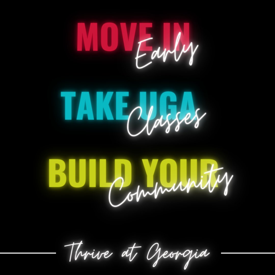 ThriveGeorgia's tweet photo. Thrive at Georgia is a residential summer experience for first-years students @universityofga. Move to campus early in July, take two UGA classes, learn about Athens, and build your community of support! More info at https://t.co/HgwfKbtKrS #ThriveAtGeorgia #Thrive23 #UGA27 https://t.co/wcWlLV8gh5