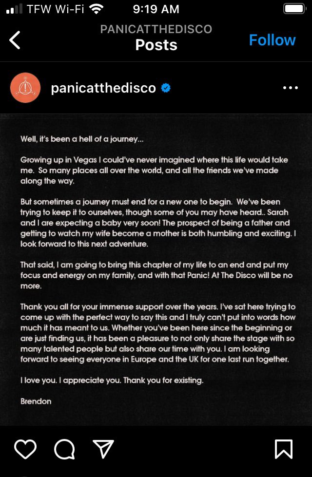 We did it. We killed Panic at the Disco.
