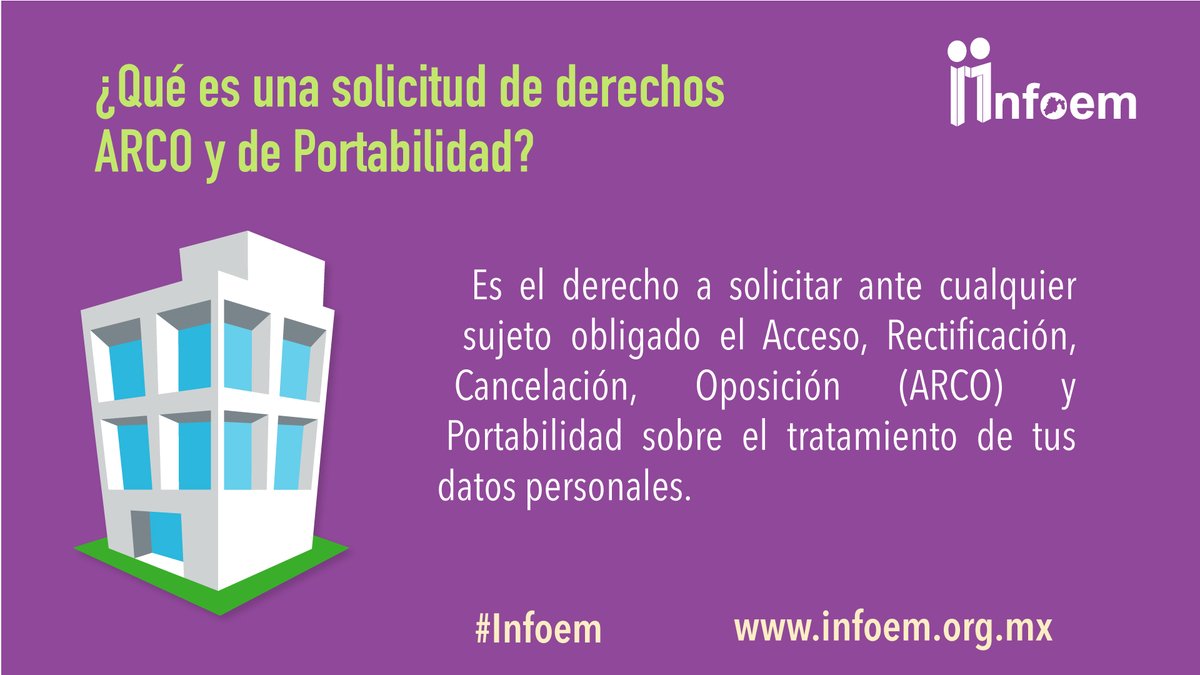 Infoem's tweet photo. 🗃️ #Recuerda que en el Infoem te orientamos sobre cómo realizar una solicitud de derechos #ARCO y de Portabilidad para proteger tus #DatosPersonales. ¡Acércate a nosotros!
#DIPDP2023 #YoCuidoMisDatos🛡️ https://t.co/94pprT9cUm