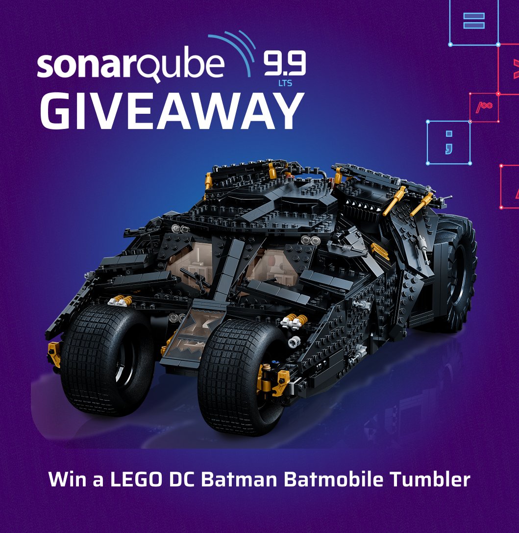 SonarSource's tweet photo. In celebration of the upcoming @SonarQube 9.9 LTS, we’re doing a giveaway of the Lego DC Batmobile Tumbler across the 3 region-specific webinars covering the release! Winners will be announced after the sessions! 🚀🤗

More info here: https://t.co/8hVkb0uizy https://t.co/Qr2nvQSk0A