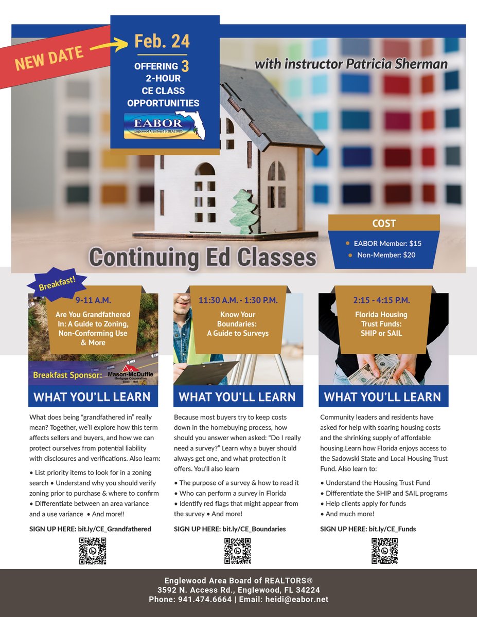 EABORFL's tweet photo. IMPORTANT DATE CHANGE: Please note that our CE classes scheduled for Jan. 26 have been rescheduled for Feb. 24. If you still need to sign up, you can do so by visiting https://t.co/cOFIYTQZA9 and scan for the new date. https://t.co/gRQxBGXB4M