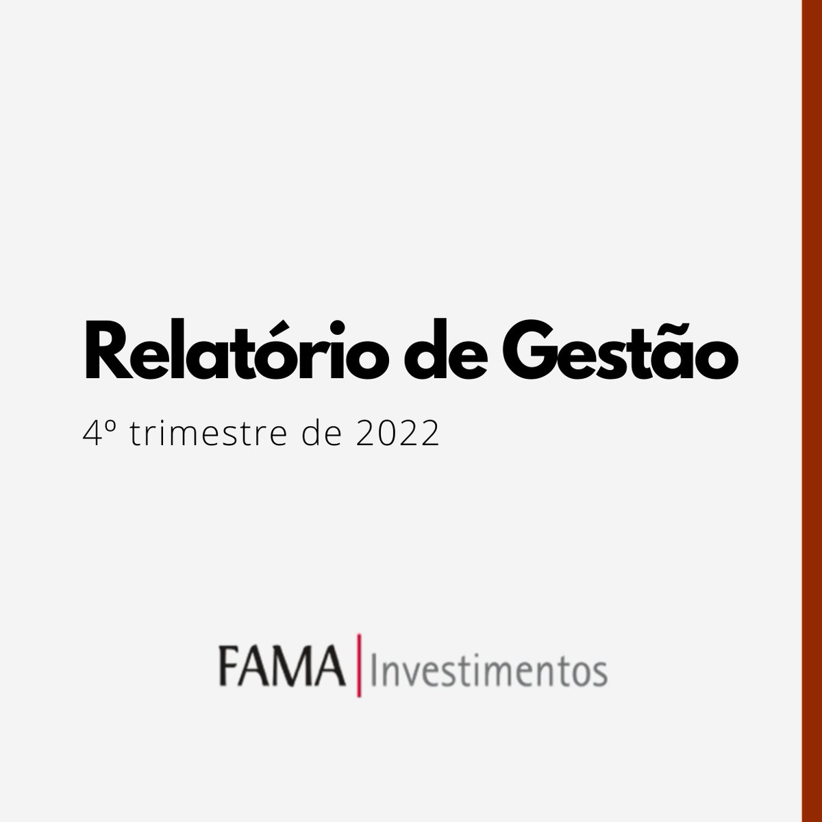 famainvest's tweet photo. Divulgamos o nosso Relatório de Gestão, referente ao 4º trimestre de 2022. 

Além do desempenho do fundo, incluímos também considerações sobre o caso Americanas e a correlação com a relevância da integração ESG nos processos de análise. 

Acesse: https://t.co/o34yG5ASCy https://t.co/D2mWFDsLe3