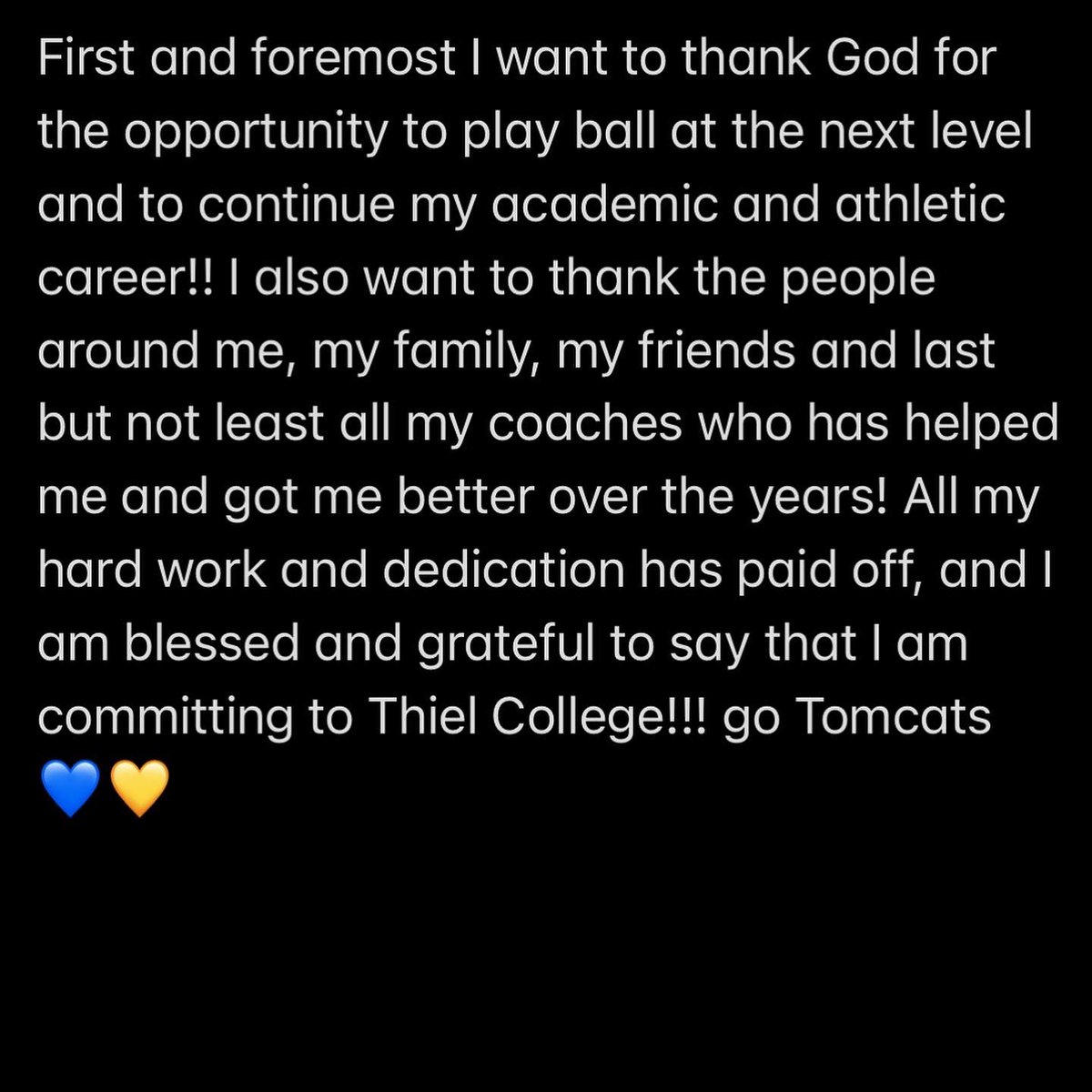 110% COMMITTED💛💙 @Thiel_Football