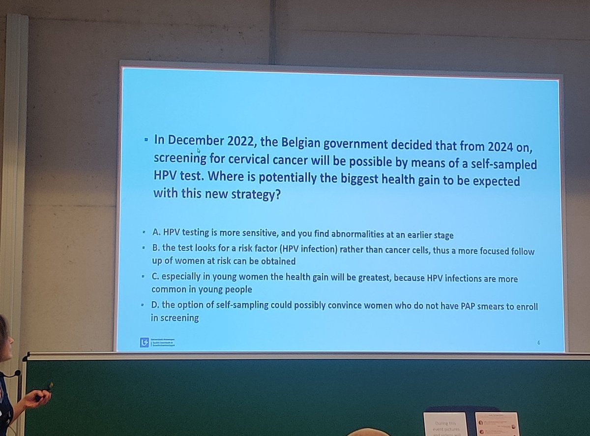 Isala_UAntwerp's tweet image. Veronique is a Professor GP at the @UAntwerpen, this morning her students received this question on their exam! Do you know the answer? 
#HPV #selfsampling