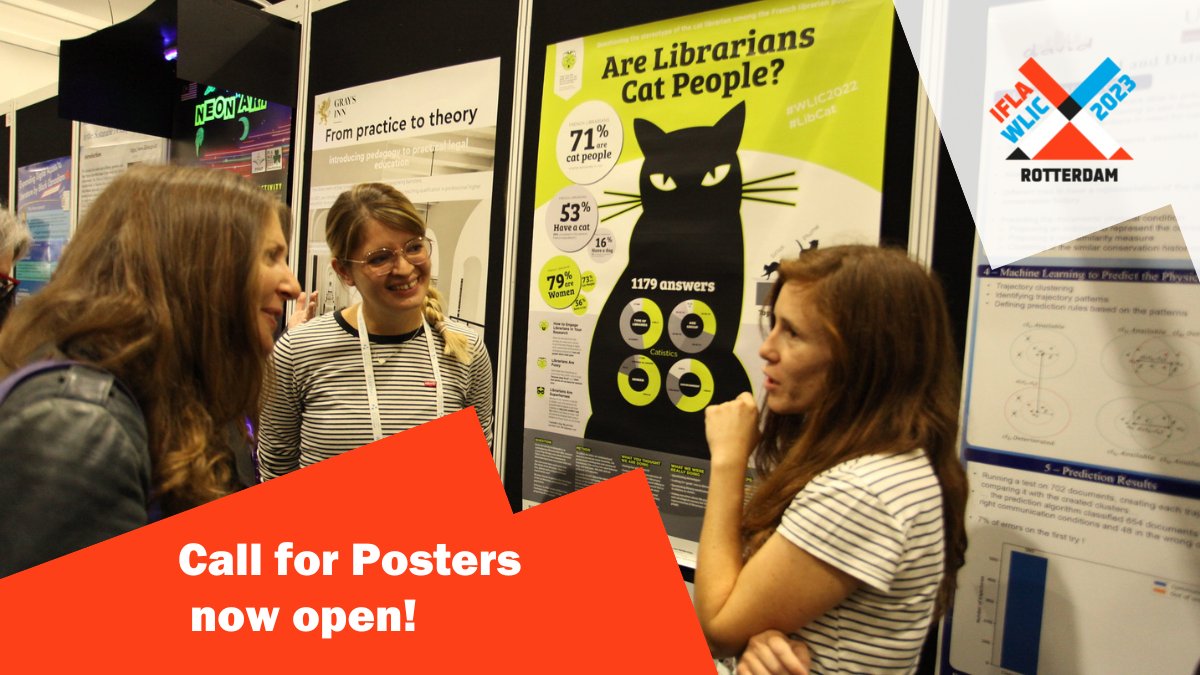 Call for Poster Proposals now open!

If you want to share your work and are able to travel to Rotterdam in August, come join us at the IFLA Poster Sessions during #WLIC2023! 

Check the guidelines and apply here: bit.ly/3koL7Kr