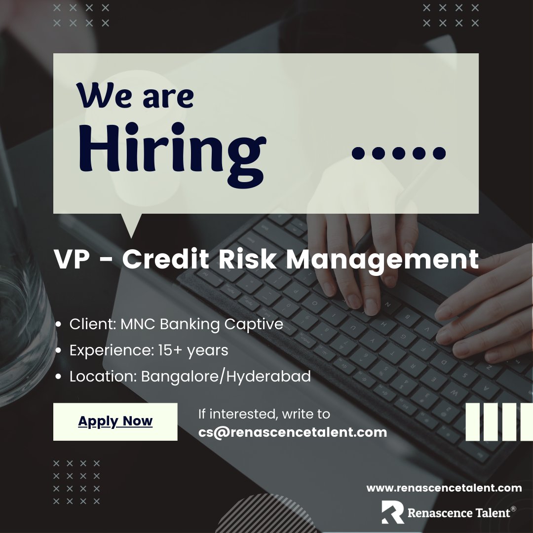 We are hiring!

If you or someone you know is looking for the below role, please share this post with them or contact us at the email id mentioned below.
JD: renascencetalent.com/pages/details/…

#RenascenceTalent #hiring #creditrisk #commercialbanking #jobalert