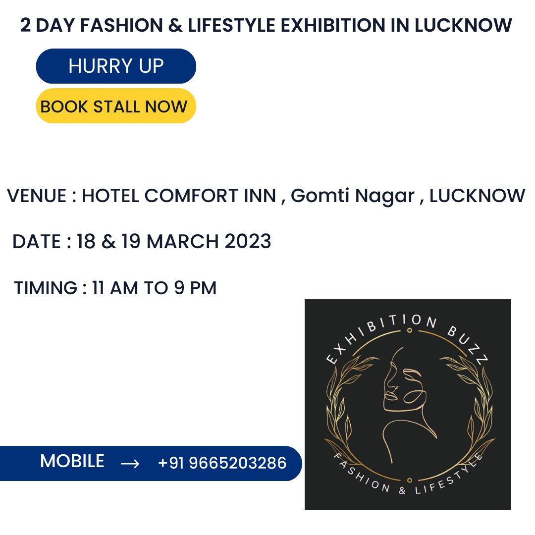 #indianfashionexhibition #biggestfashionexhibition #designersarees #designergowns #designerblouses #designerwear#designeroutfits #designerjewellery #designerclothing#latestfashion  #exhibitionbuzz
#lucknow #lucknowcity 
2 Day Fashion & Lifestyle Exhibition In Lucknow