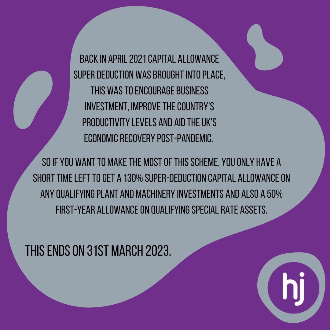 hulljady's tweet photo. Important Information regarding the capital allowance super deduction

Read more below👇👇

#capitalallowance #superdeduction #accountancy #Accountants #Accounting #AccountingHelp #tax #Accounts https://t.co/634oCZbygK