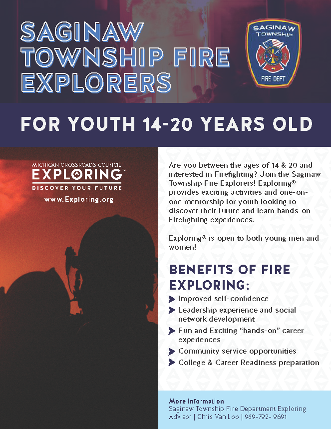 SagTwpFire's tweet image. The STFD now has an Explorers Program!  Call 989-792-9691 for more information! #fireexplorers #explorers #opportunities #careerdevelopment #careergoals