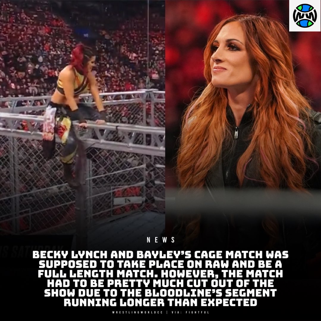 WrestlingWorldCC on X: Becky Lynch and Bayley's cage match was reportedly  cut for time.  / X