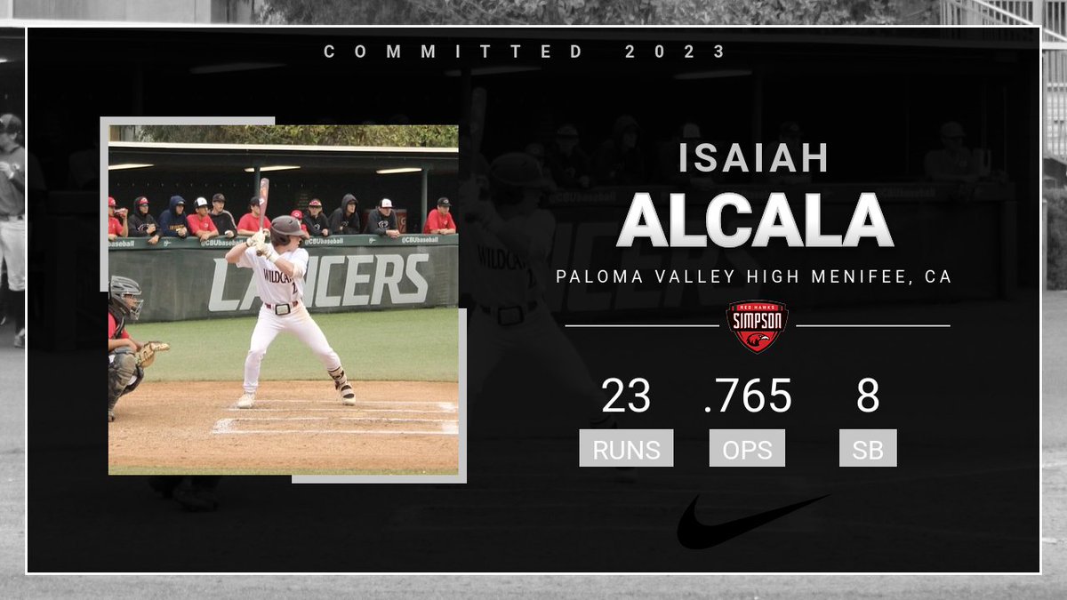 Congratulations Isaiah Alcala on committing to play baseball at Simpson University. Red Hawks are getting a good one. 💪⚾️